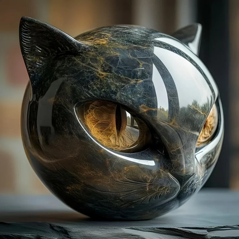 Obsidian Cat Statue