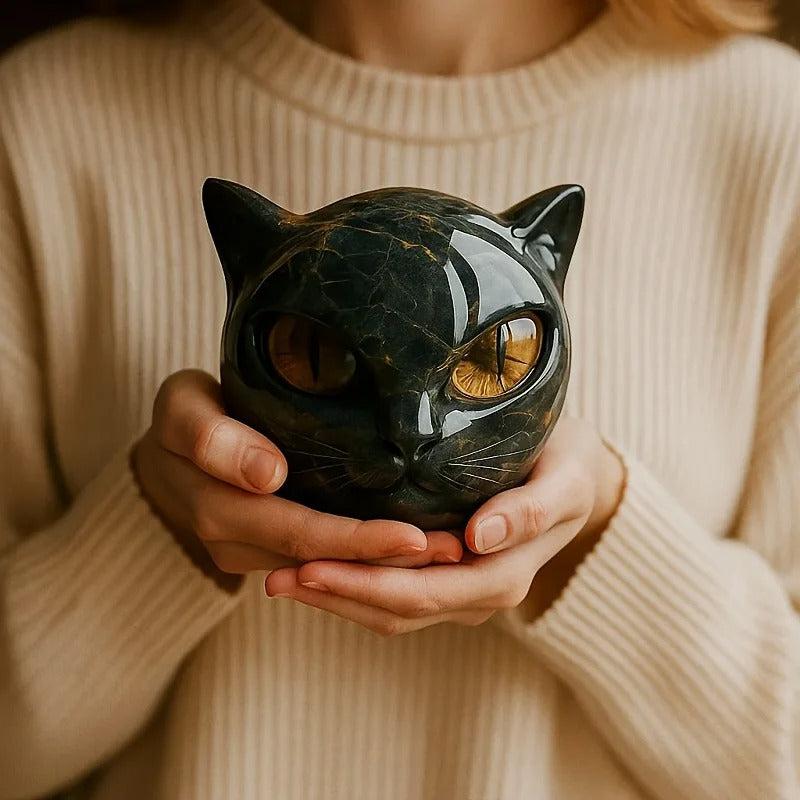 Obsidian Cat Statue
