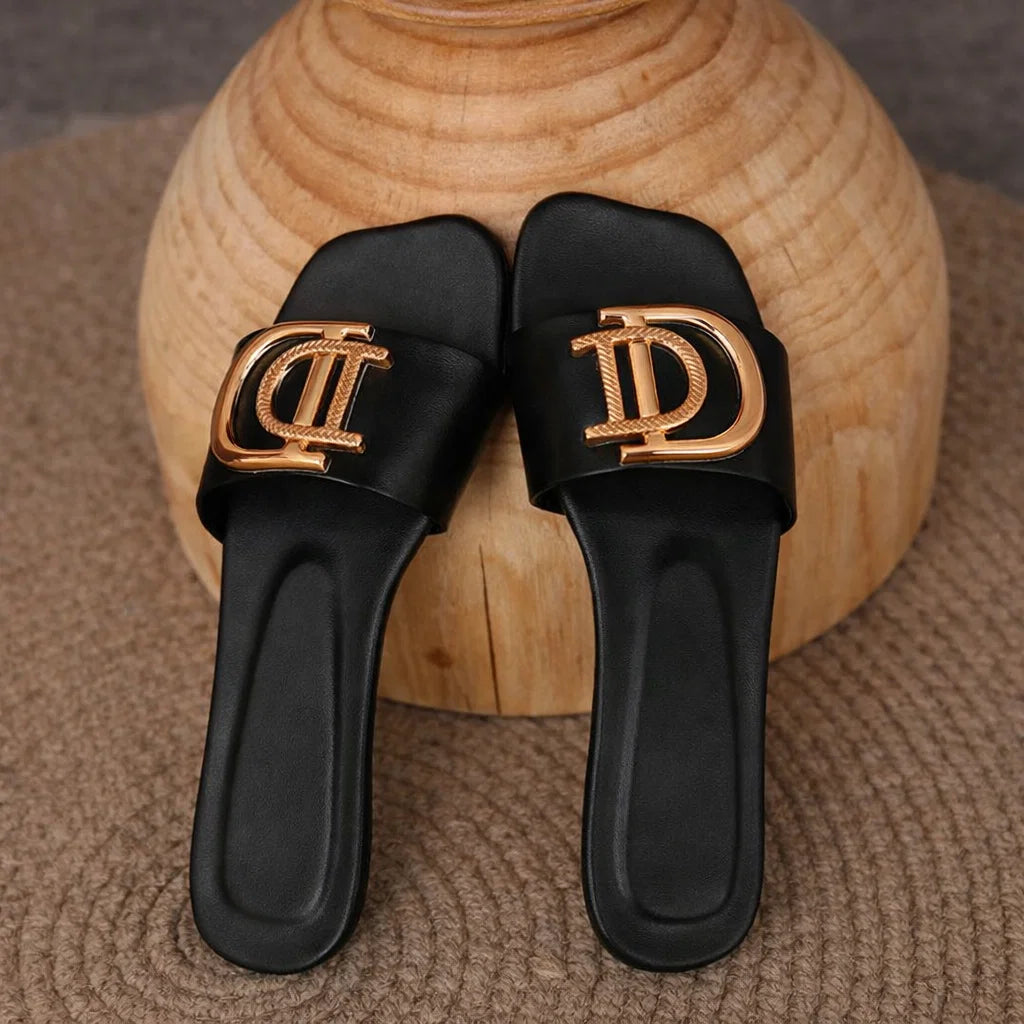 D’Or Leather Slides