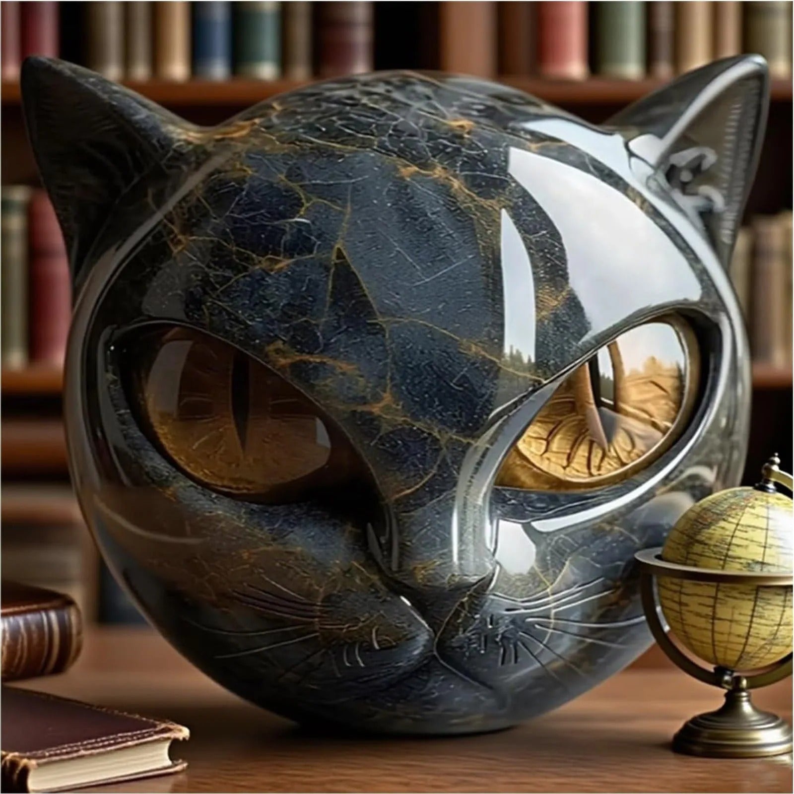 Obsidian Cat Statue