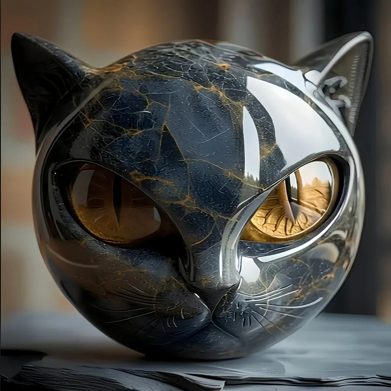 Obsidian Cat Statue