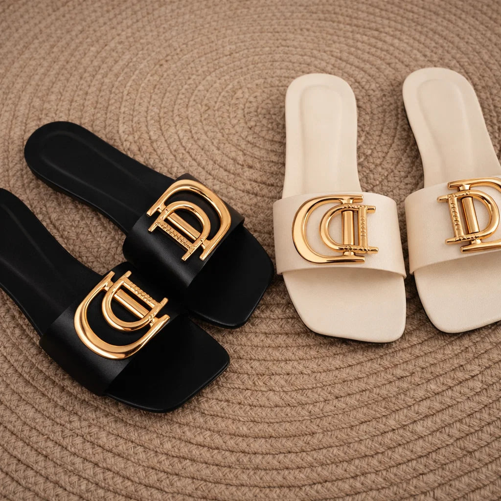 D’Or Leather Slides